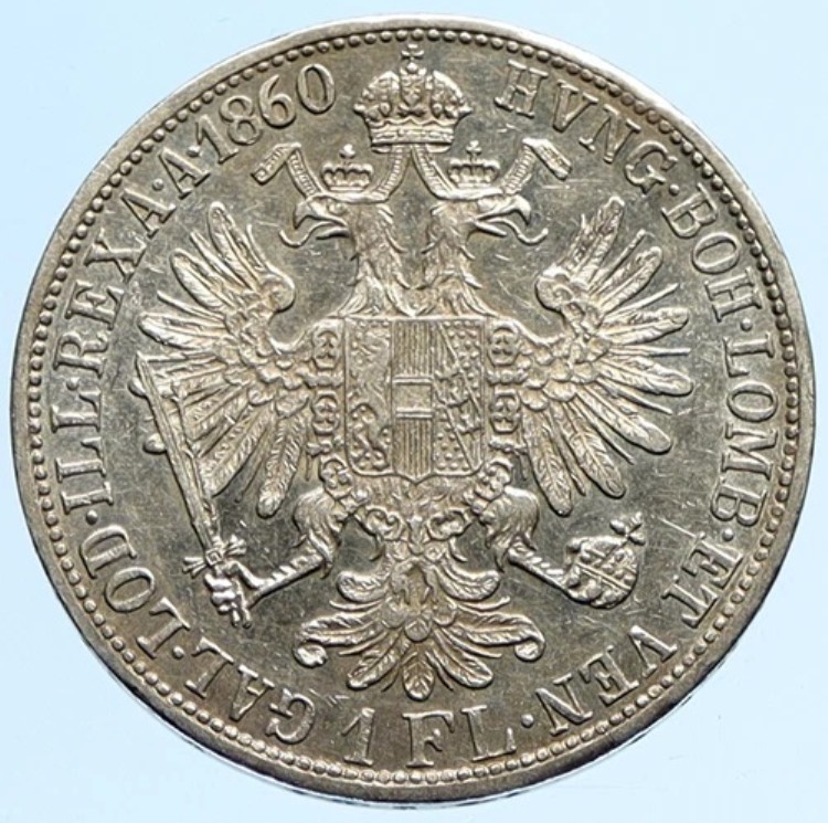 1860年オーストリア国王フランツ・ヨーゼフ1世記念イーグルアンティークオールドシルバーフローリンコインi97291|WORLD RESOURCE【KING店】