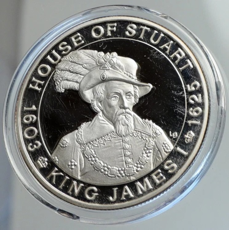 2001年 タークス・カイコス諸島 ジェームズ1世 スチュアート家 プルーフ銀貨 20クラウン i112398|WORLD RESOURCE【KING店】