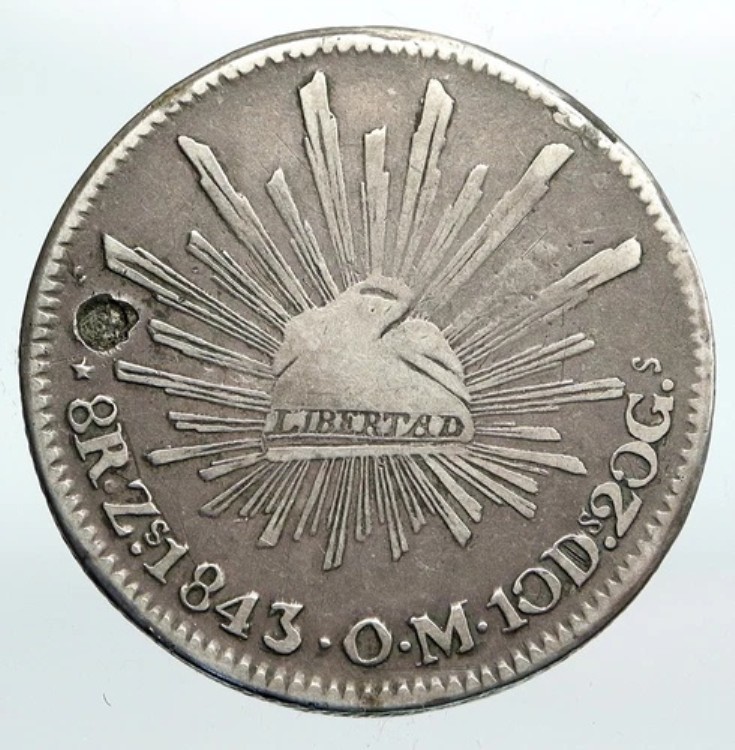 1843 Zs OM MEXICO ラージイーグルサンアンティークメキシコシルバー8レアルコイン i90236｜WORLD RESOURCE【KING店】 245,850円