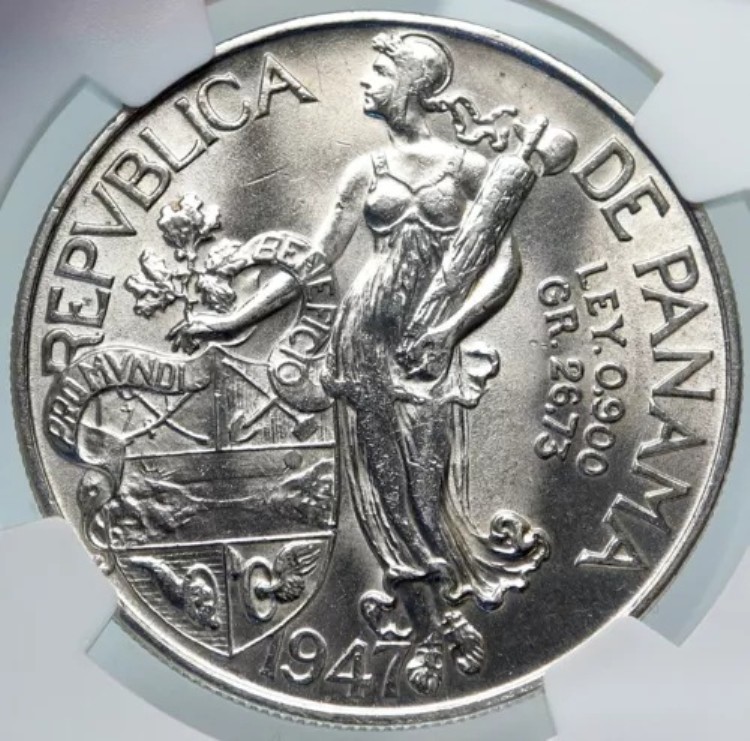 1947年 パナマ ラージ コンキスタドール バルボア リバティ ヴィンテージ オールド シルバー コイン NGC i85342｜WORLD RESOURCE【KING店】 245,850円