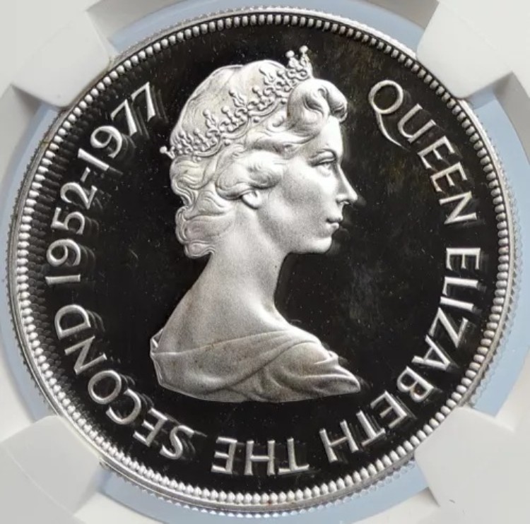 1977年 トリスタン・ダ・クーニャ エリザベス2世 ジュビリー プルーフ シルバー 25ペンス コイン NGC i105841｜WORLD RESOURCE【KING店】