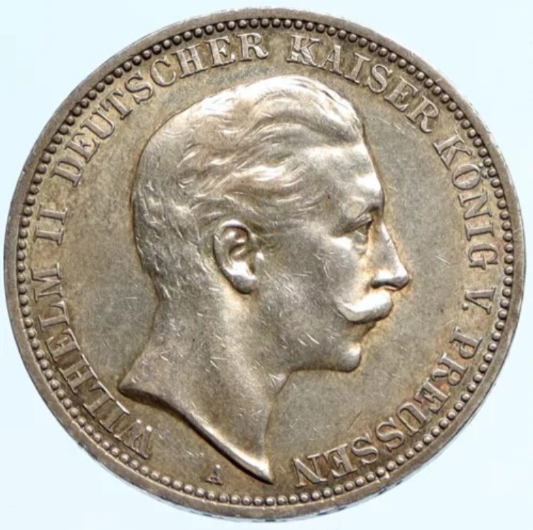 1912年 プロイセン王国 ドイツ ヴィルヘルム2世 純正銀貨 3マルク i97826｜WORLD RESOURCE【KING店】