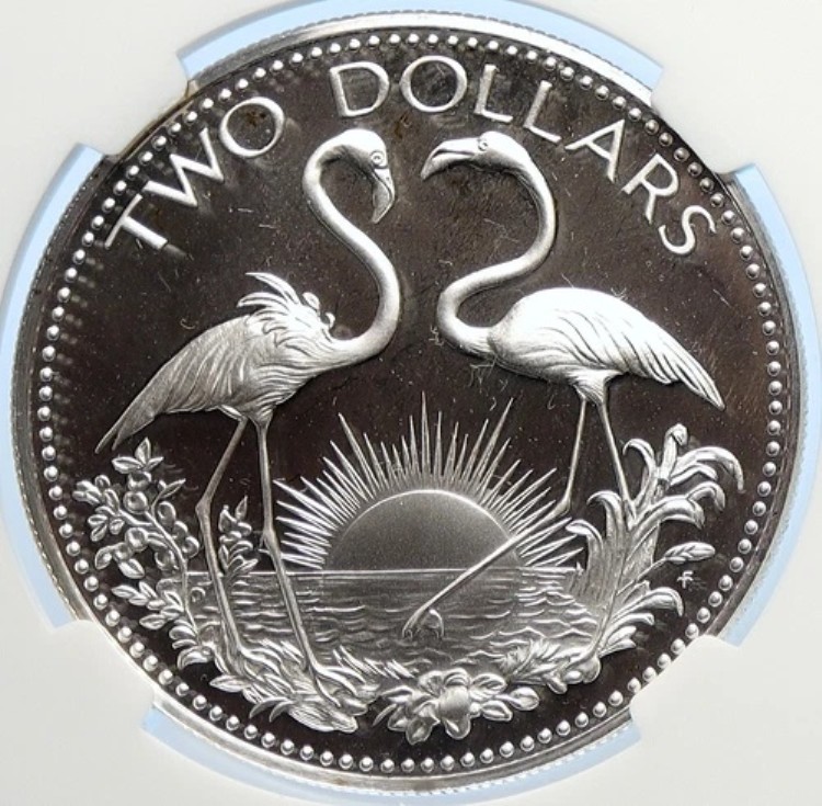1975年 バハマ エリザベス2世 フラミンゴ プルーフ 2ドル銀貨 NGC i106533｜WORLD RESOURCE【KING店】