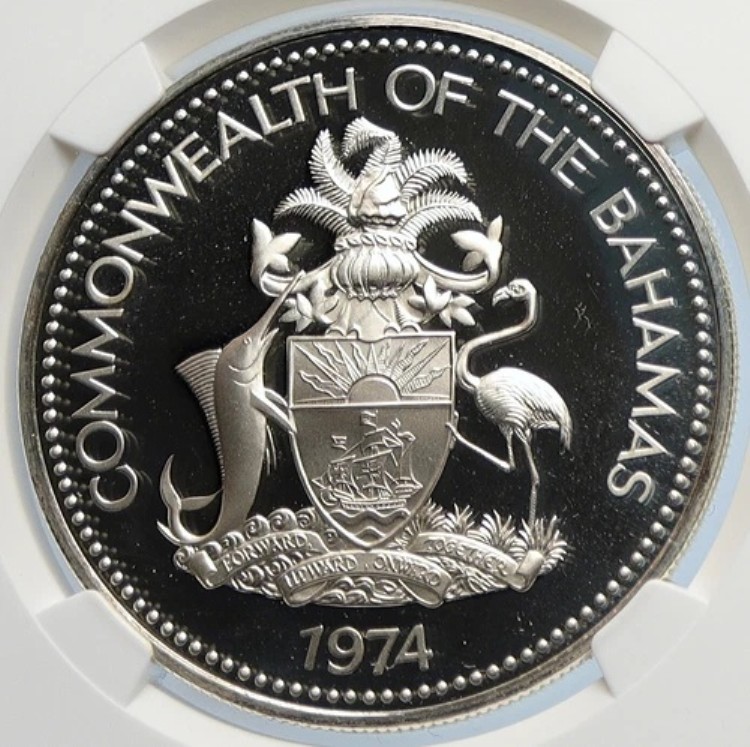 1974年 バハマ ボヘミアン・アームズ フラミンゴ プルーフ銀貨 2ドル NGC i105833｜WORLD RESOURCE【KING店】