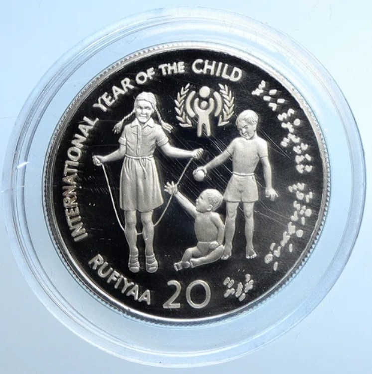 1979年 モルディブ諸島 国連児童年 プルーフ銀貨 20ルフィヤ i109732|WORLD RESOURCE【KING店】