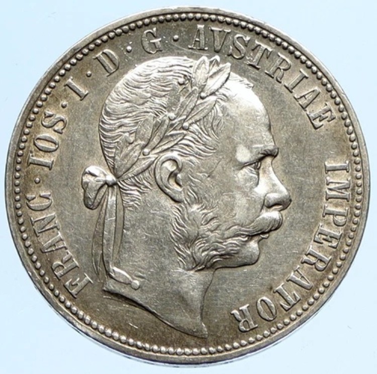 1878年 オーストリア フランツ・ヨーゼフ1世 ヴィンテージ アンティーク オールド シルバー フローリン コイン i97293|WORLD RESOURCE【KING店】