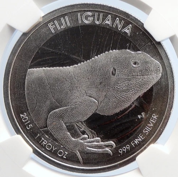 2015年 フィジー 英国 エリザベス2世 イグアナ トカゲ シルバードルコイン NGC i105659|WORLD RESOURCE【KING店】