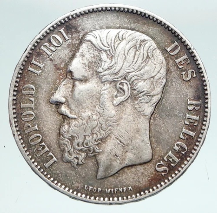1872年ベルギー国王レオポルド2世とライオンの肖像 5フラン銀貨 i90893|WORLD RESOURCE【KING店】