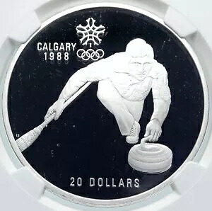 1987年カナダ 1988年カルガリーオリンピック アイスカーリング プルーフ シルバー 20ドルコイン NGC i85792｜WORLD RESOURCE【KING店】 245,850円