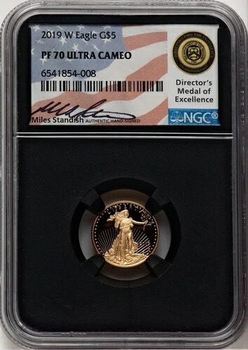 2019-W 5ドル 1/10オンス 金貨 イーグル マイルズ スタンディッシュ NGC PF70