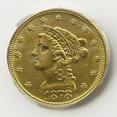 1878年 P リバティゴールド $2.50 ICG AU品質 美しい外観 強い刻印