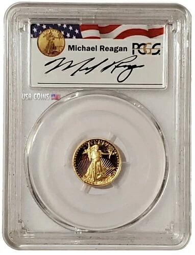 1990-P 1/10オンス ゴールド $5 アメリカンイーグル PCGS PR69DCAM マイケル・リガン シグネチャーコイン 234,850円