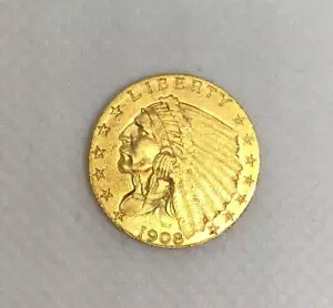 1908年 2.50ドル インディアンヘッド ゴールド クォーターイーグルコイン