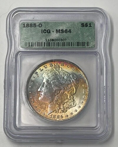 1885-O ICG MS64 ?? 素晴らしい色調 ?? モルガン シルバー ドル