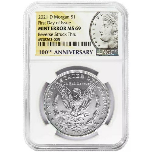 2021-D $1 モルガン シルバー ダラー NGC MS69 FDI ミント エラー リバース ストラック スルー 10... 234,850円