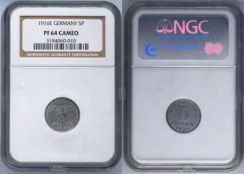 5 ペニッヒ鉄交換コイン J.297 1916 E PP 少数のみ NGC PF64 CAMEO
