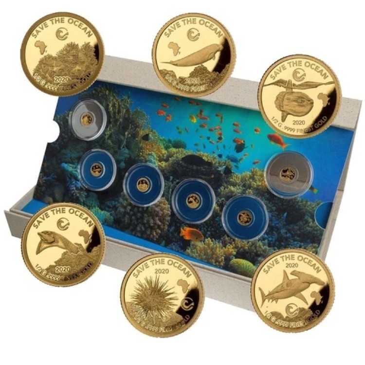 .999 純金貨 6 枚セット - 2020 オーシャンズ・プライド：アフリカ版