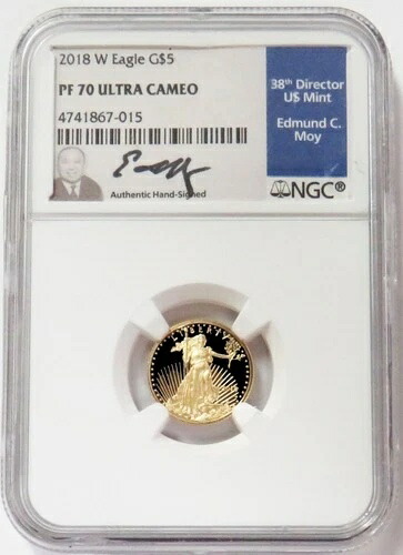 2018 Wゴールド モイサイン入り $5 アメリカンイーグル 1/10オンス NGC PF 70 UC
