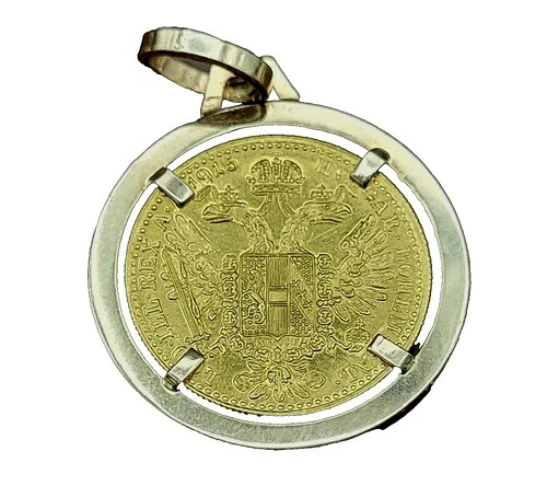 1915年オーストリア1ドゥカット金貨、14Kゴールドベゼル、総重量5.8グラム｜WORLD RESOURCE【KING店】