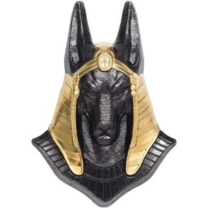 2020年 アヌビス 3Dエジプトアート 3オンス 金メッキ ブラックオブシディアン シルバーコイン 20ドル パラオ
