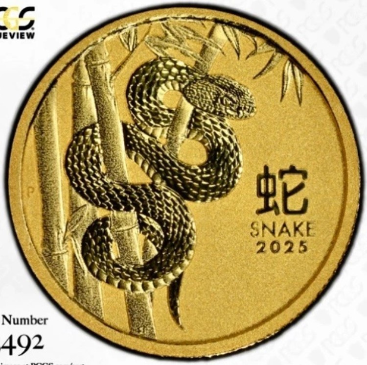 2025年 オーストラリア 15ドル 蛇年 1/10金 PCGS MS70 ゴールドシールド