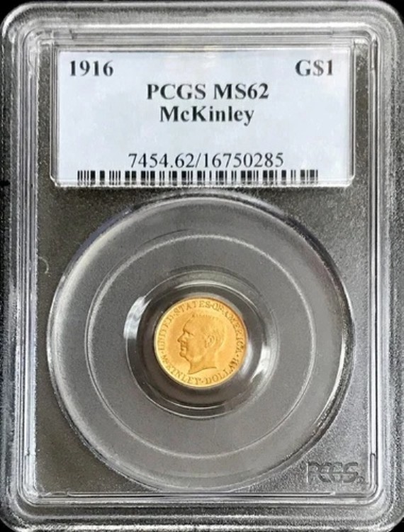 1916年 マッキンリー ゴールド 1ドル記念コイン PCGS ミント ステート 62