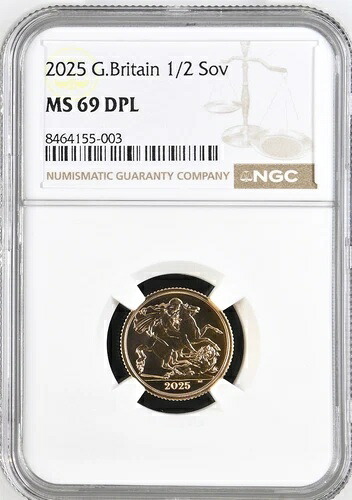 2025年 ゴールド ハーフソブリン NGC MS69 DPL 英国ロイヤルミント 1/2|WORLD RESOURCE【KING店】