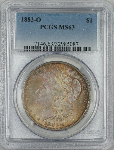 1883-O モルガン シルバー ダラー 1ドル コイン PCGS MS-63 *良好な状態* (Tc)