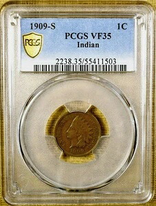 1909-S PCGS VF35 インディアンセント - PCGSゴールドシールド｜WORLD RESOURCE【KING店】 238,150円