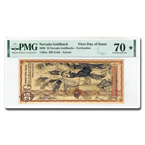 25 ネバダ ゴールドバック - オーラム ゴールド フォイル ノート 24k MS-70 PMG (FDI)|WORLD RESOURCE【KING店】