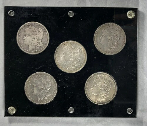 1878年製モルガン・ダラー1ドル硬貨5枚セット。バラエティセット。すべて美しいオリジナルコインです。