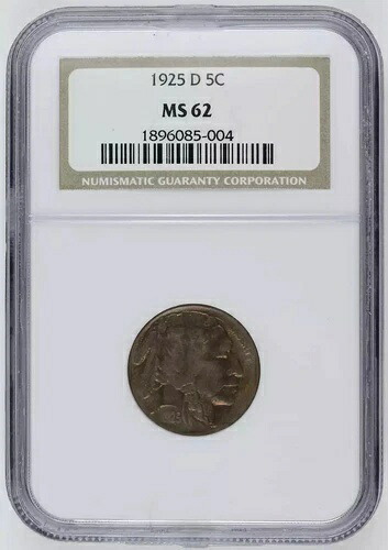 1925年 Dニッケル インディアンヘッドまたはバッファロー NGC MS-62