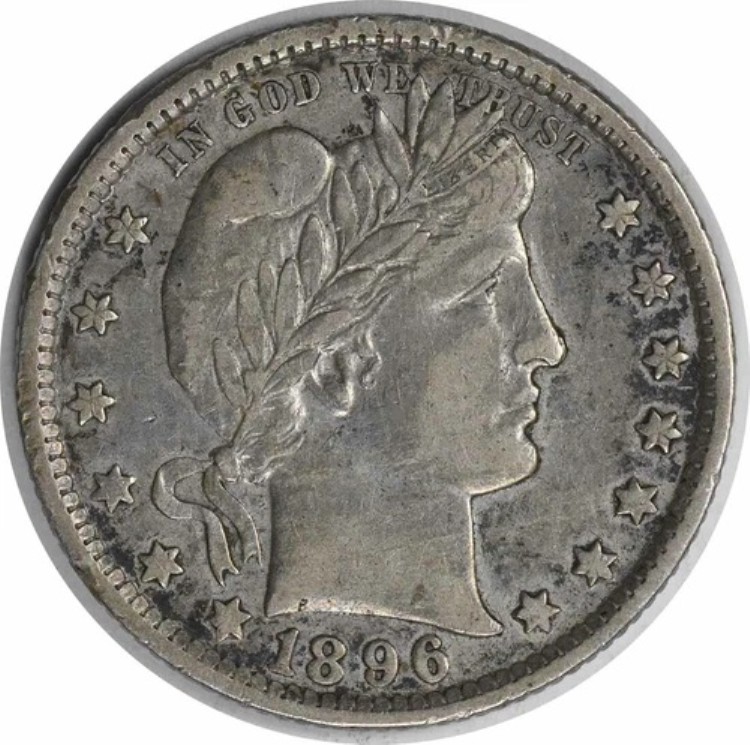 1896-O バーバー シルバー クォーター チョイス EF 未認定 #300