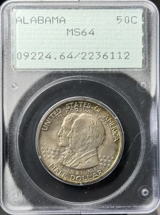 1921年アラバマ記念ハーフドル 50セント PCGS *ラトラーホルダー* MS 64