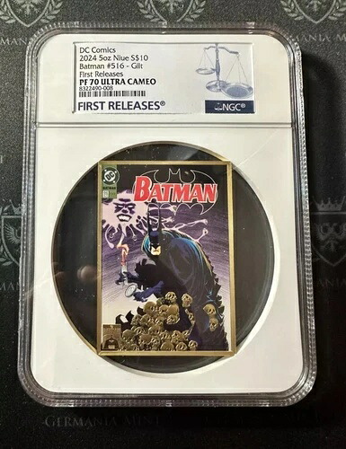 2024 ニューエイジ 5オンス プルーフシルバー DCコミックス バットマン #516 金メッキ NGC PF70 UC FR