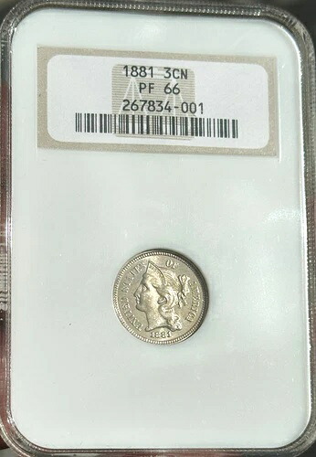 1881 3CN プルーフ 3セントニッケル NGC PF66 ?? 見事な輝き！美しいコイン！