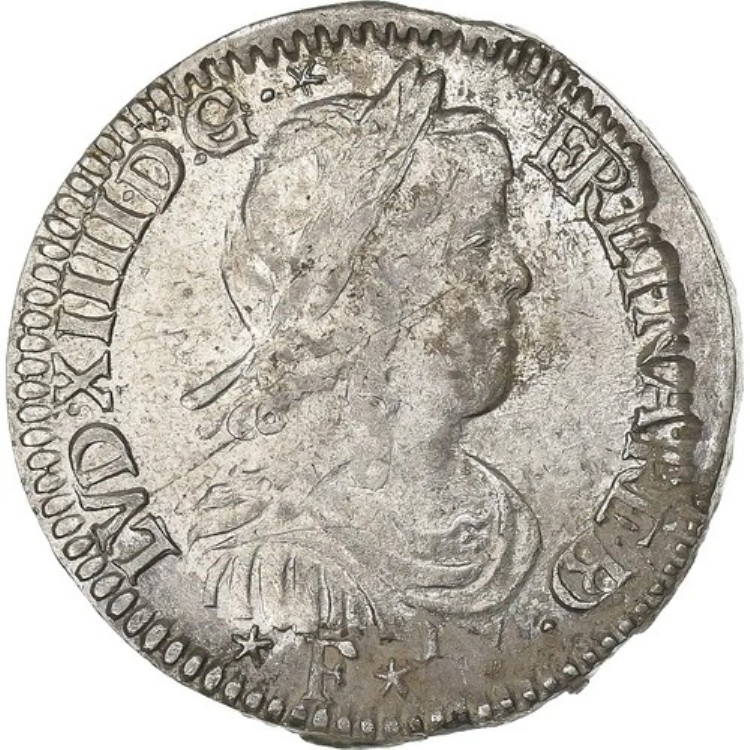 [#637908] フランス、ルイ 14 世、1/12 d'?cu ? la m?che longue de B?arn、1653 年、ポー、S