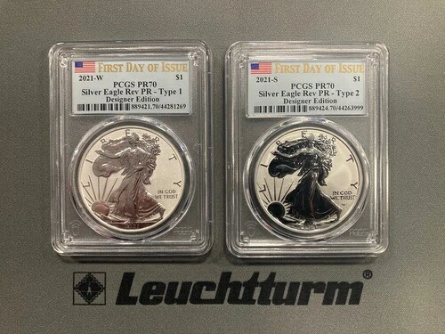 2021年S&W アメリカンシルバーイーグル リバースプルーフセット (T 1 & 2) - PCGS RevPR70 FDI｜WORLD RESOURCE【KING店】