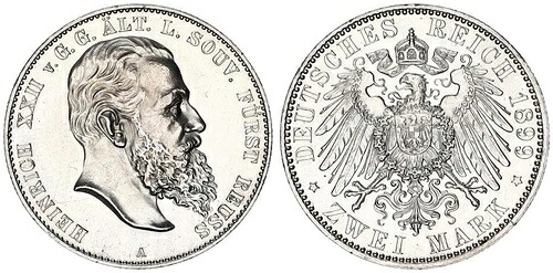 ドイツ帝国 - ロイス 2 マーク 1899 ハインリヒ 22 世。 Vf-St 121431｜WORLD RESOURCE【KING店】