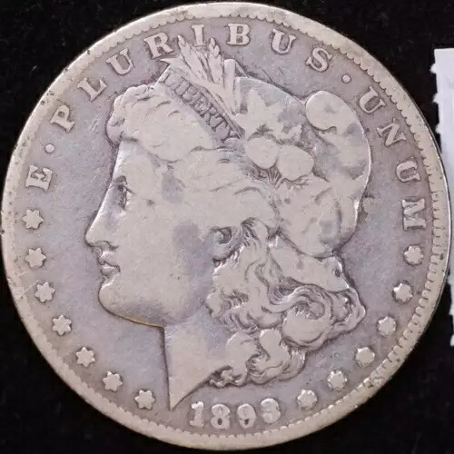 1893年-CC モルガン銀貨、流通コイン、店舗番号 DR0077