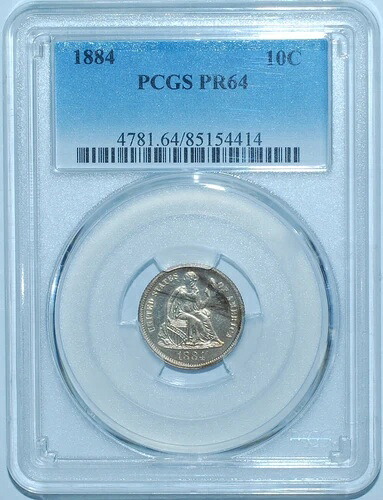 1884年 PCGS PR64 プルーフストライク シーテッド リバティ ダイム