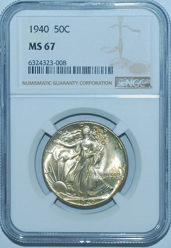 1940年 NGC MS67 ウォーキング・リバティ・ハーフダラー