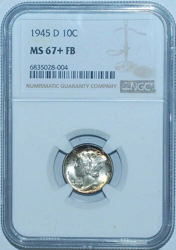 1945 D NGC MS67+FB フルバンド マーキュリーダイム