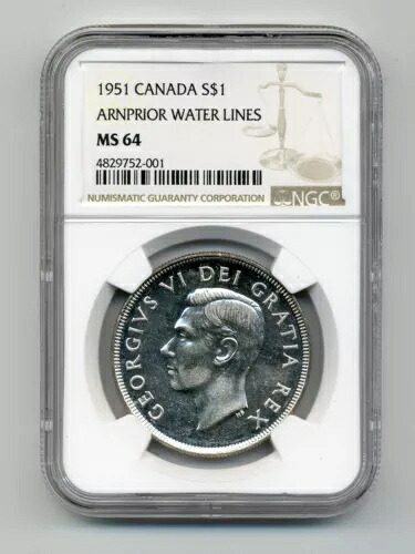 1951年 ARNPRIOR カナダ銀貨 - チョイス未流通 NGC MS64