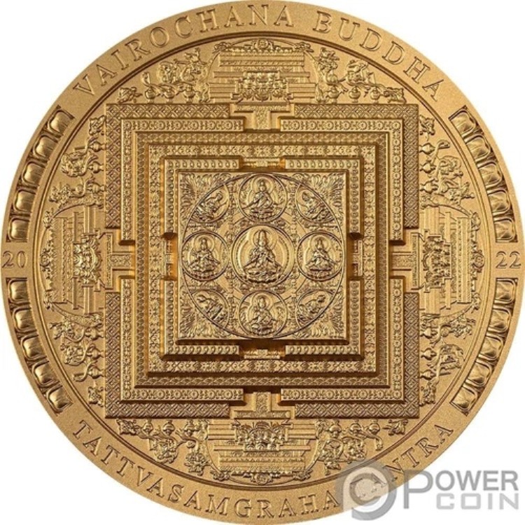 ヴァイロチャナ仏曼荼羅 金箔 3オンス 銀貨 2000年 トグルグ モンゴル 2022年以降