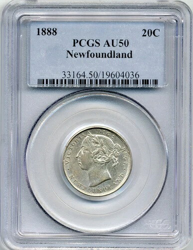1888年ニューファンドランド20セント - ほぼ未使用、PCGS AU 50