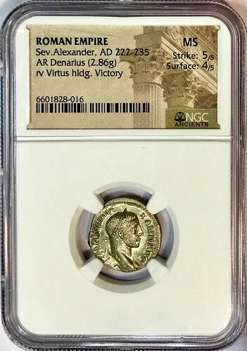 222-235年 セウェルス・アレクサンダー 古代ローマ 2.86g 銀貨 デナリウス 12時間 NGC MS