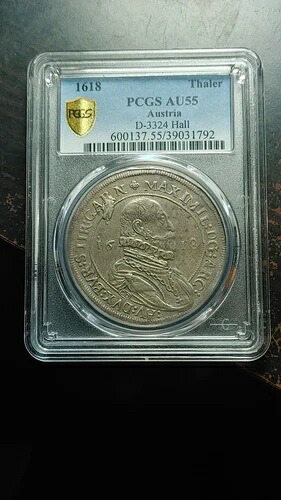 1618年 ホール オーストリア ターラー PCGS AU55 アウトスタンディング アイアピール 2584｜WORLD RESOURCE【KING店】