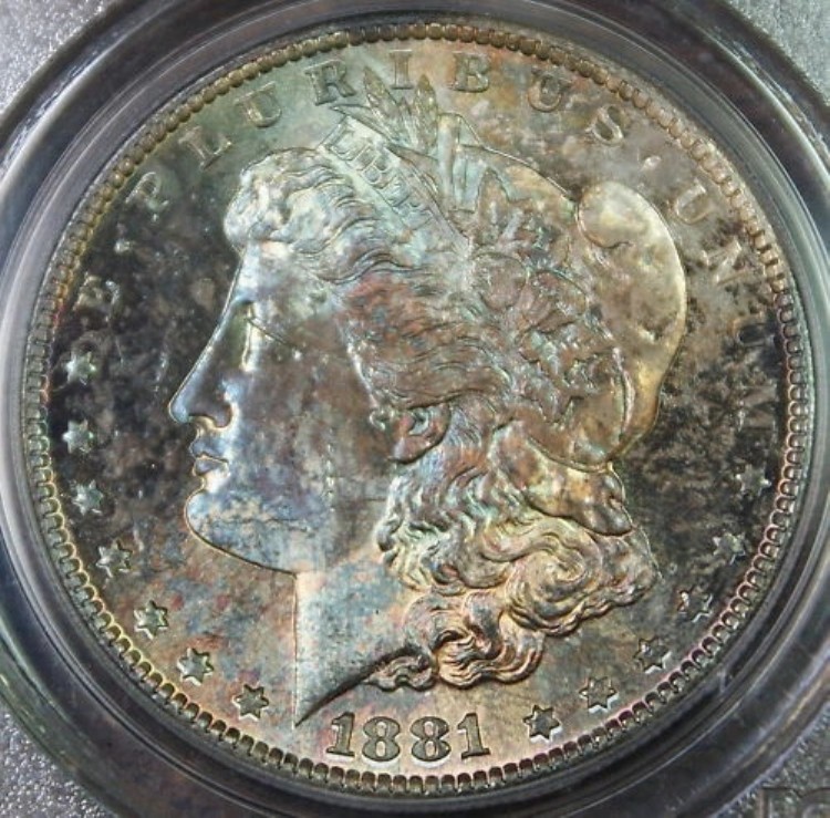 1881-S モルガン銀貨、PCGS MS-64 トーン