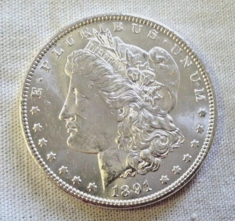1891-CC カーソンシティ モーガン シルバーダラー チョイス BU ホワイト。1970年7月1日値下げ